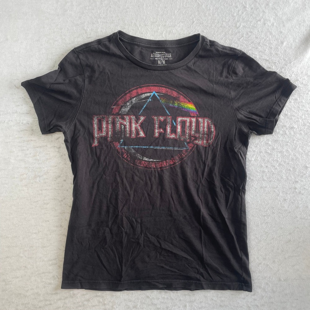 Aeropostale Pink Floyd Graphic T-Shirt Mens Medium Black Distressed Tee